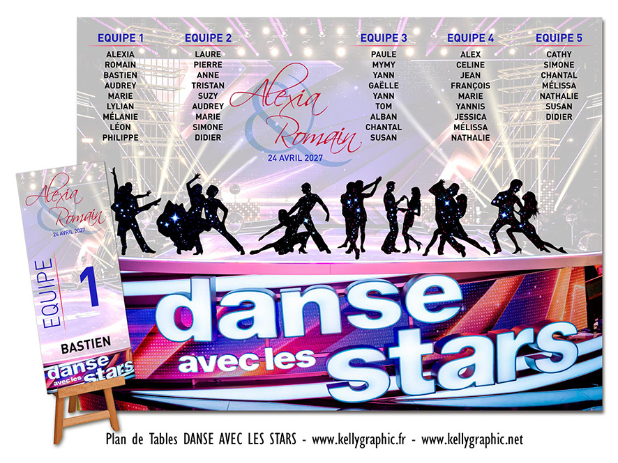 Plan de table mariage danse avec les stars décoration dynamique danse de salon DALS
