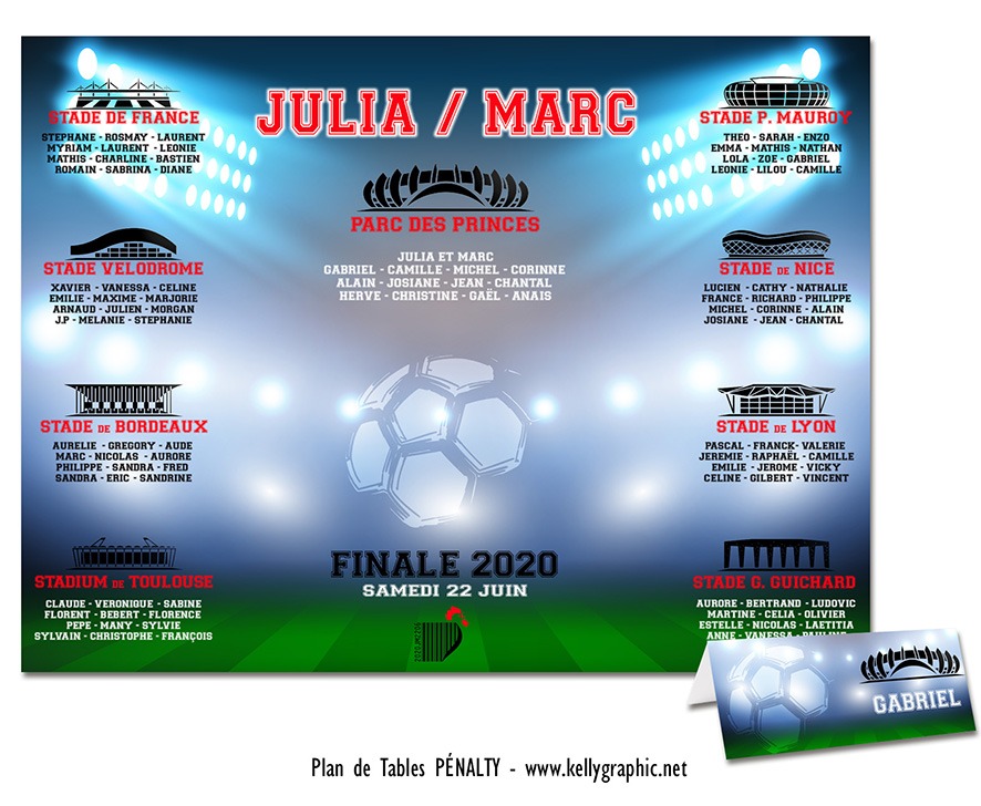 Plan de Table Mariage Foot Pénalty