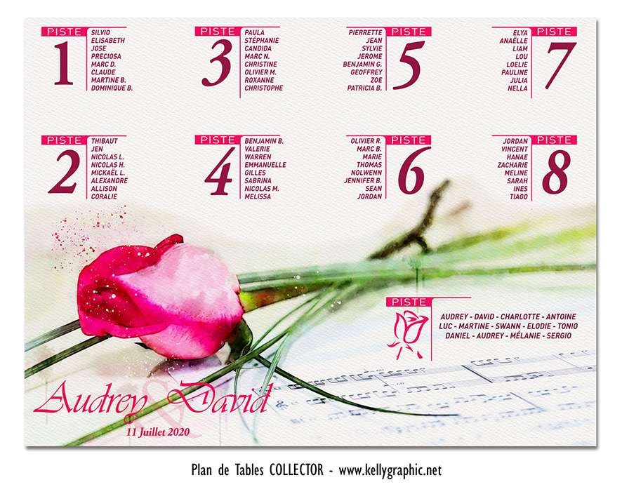 Plan de Table Mariage musique disque collector