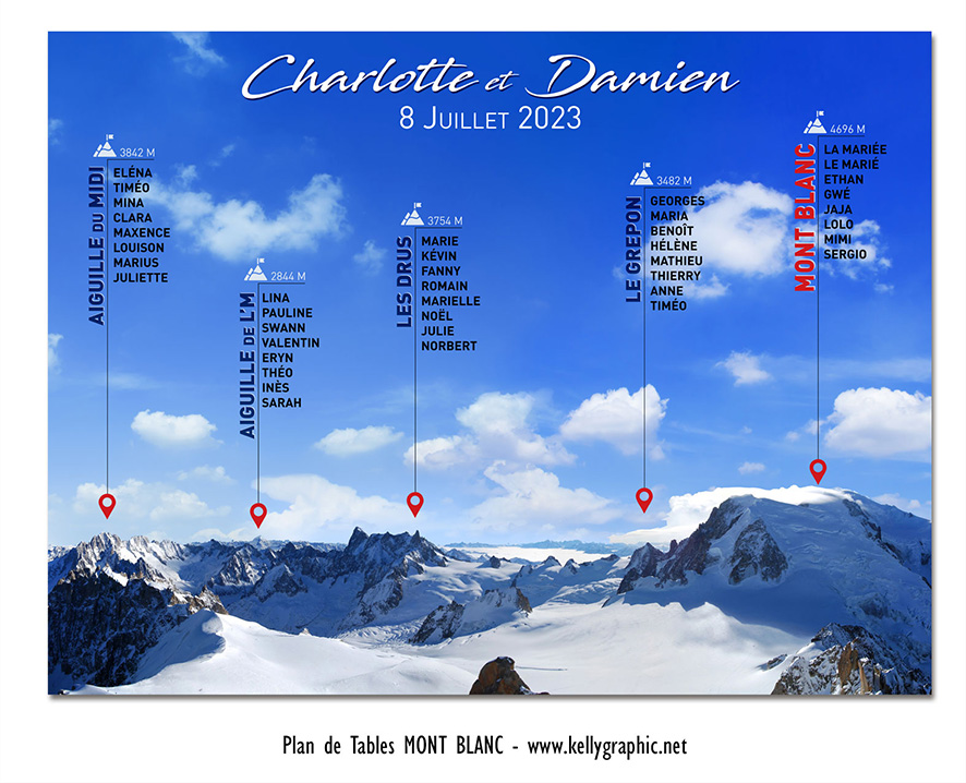 Plan de table Mariage Mont Blanc Alpes Plan de table Mariage Mont Blanc Alpes