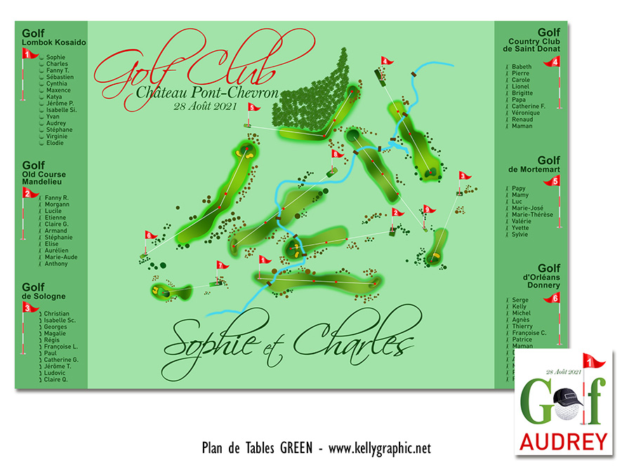 Plan de table mariage Golf Green parcours