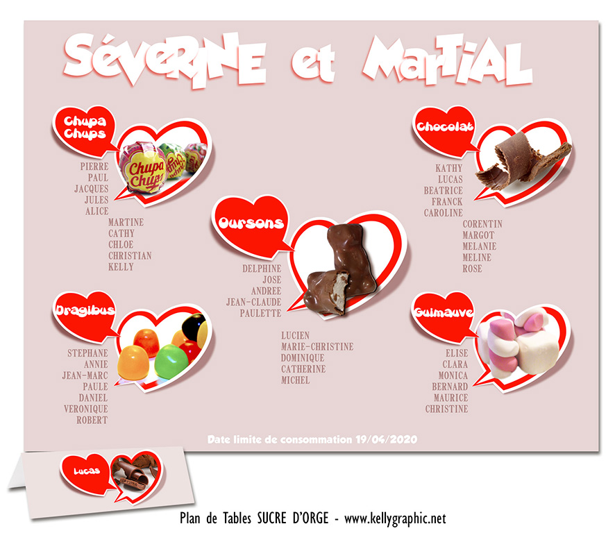 plan de table mariage sucre d’orge bonbons guimauve oursons décoration gourmande