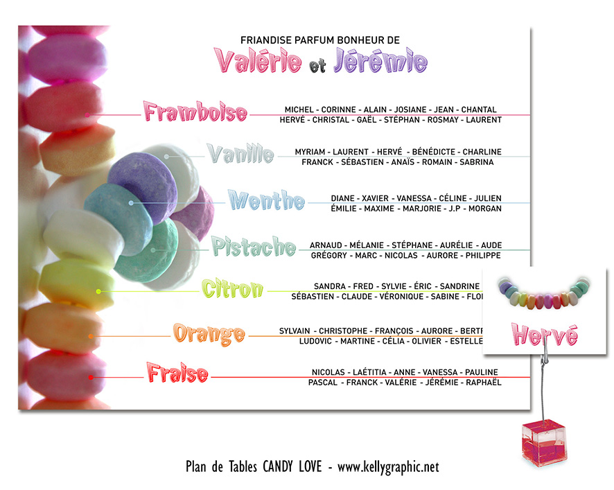 plan de table mariage candy love collier bonbon décoration moderne gourmande