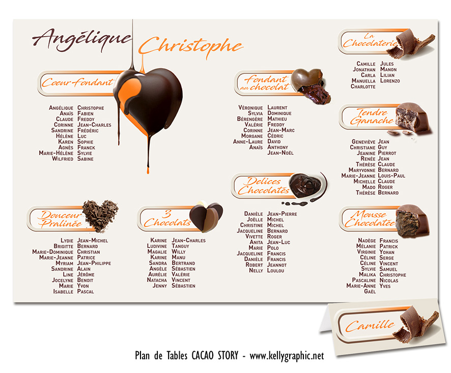 plan de table mariage cacao story coeur fondant chocolat noir caramel ganache mousse pralinée plan de table mariage cacao story coeur fondant chocolat noir caramel ganache mousse pralinée
