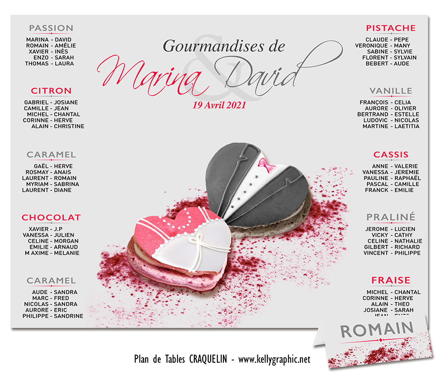 plan de table mariage macaron craquelin coeur mariés robe smoking rose framboise plan de table mariage macaron craquelin coeur mariés robe smoking rose framboise kellygraphic