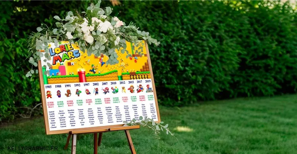 Plan de Table mariage jeux vidéos mario