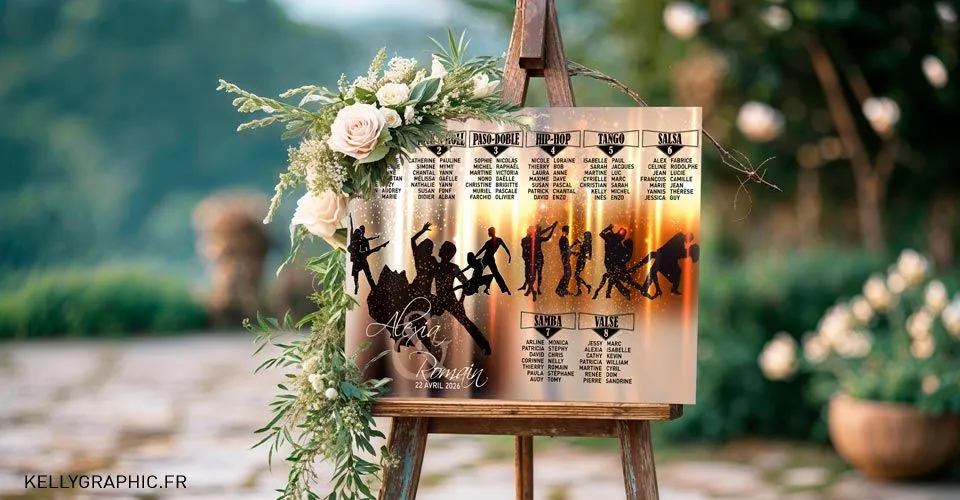 Plan de Table mariage Danse avec les Stars