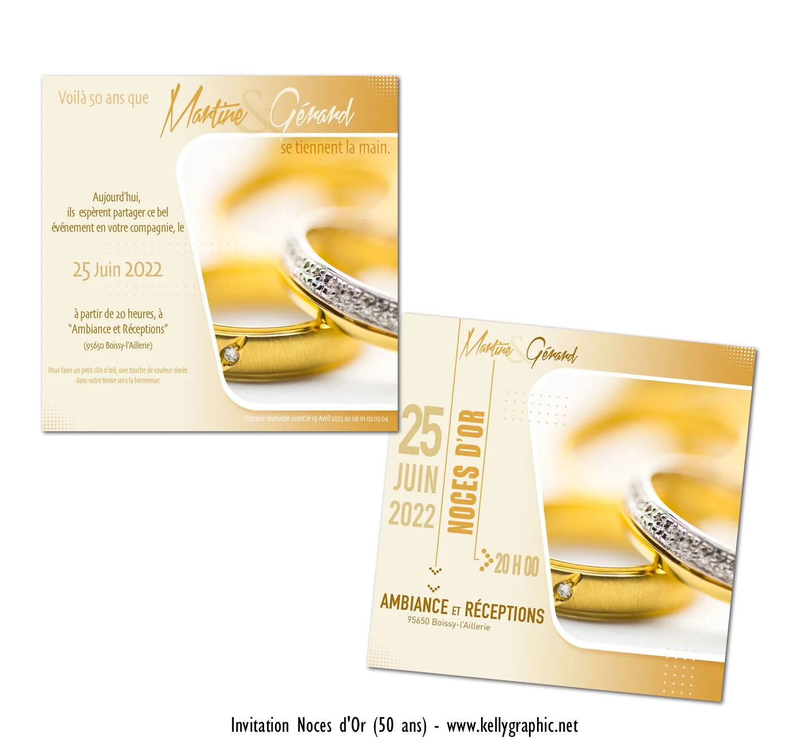 Invitation noces d'or 50 ans de mariage — faire-part anniversaire d'exception