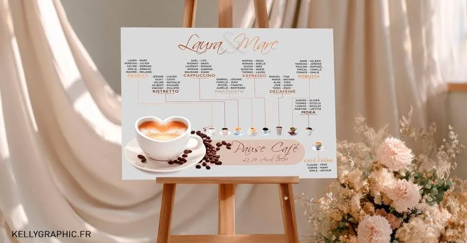 Plan de table mariage Café et Cocktails