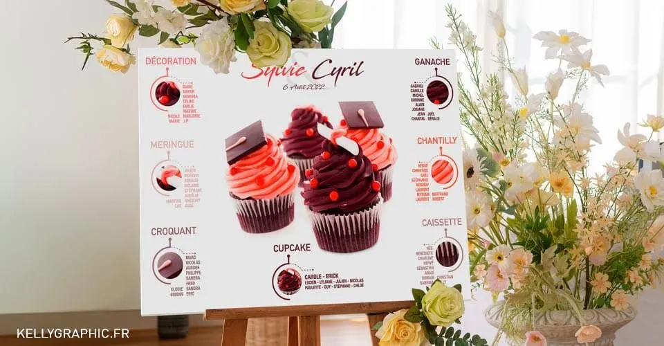Plan de table mariage Pâtisseries et Cupcakes Plan de table mariage Pâtisseries et Cupcakes