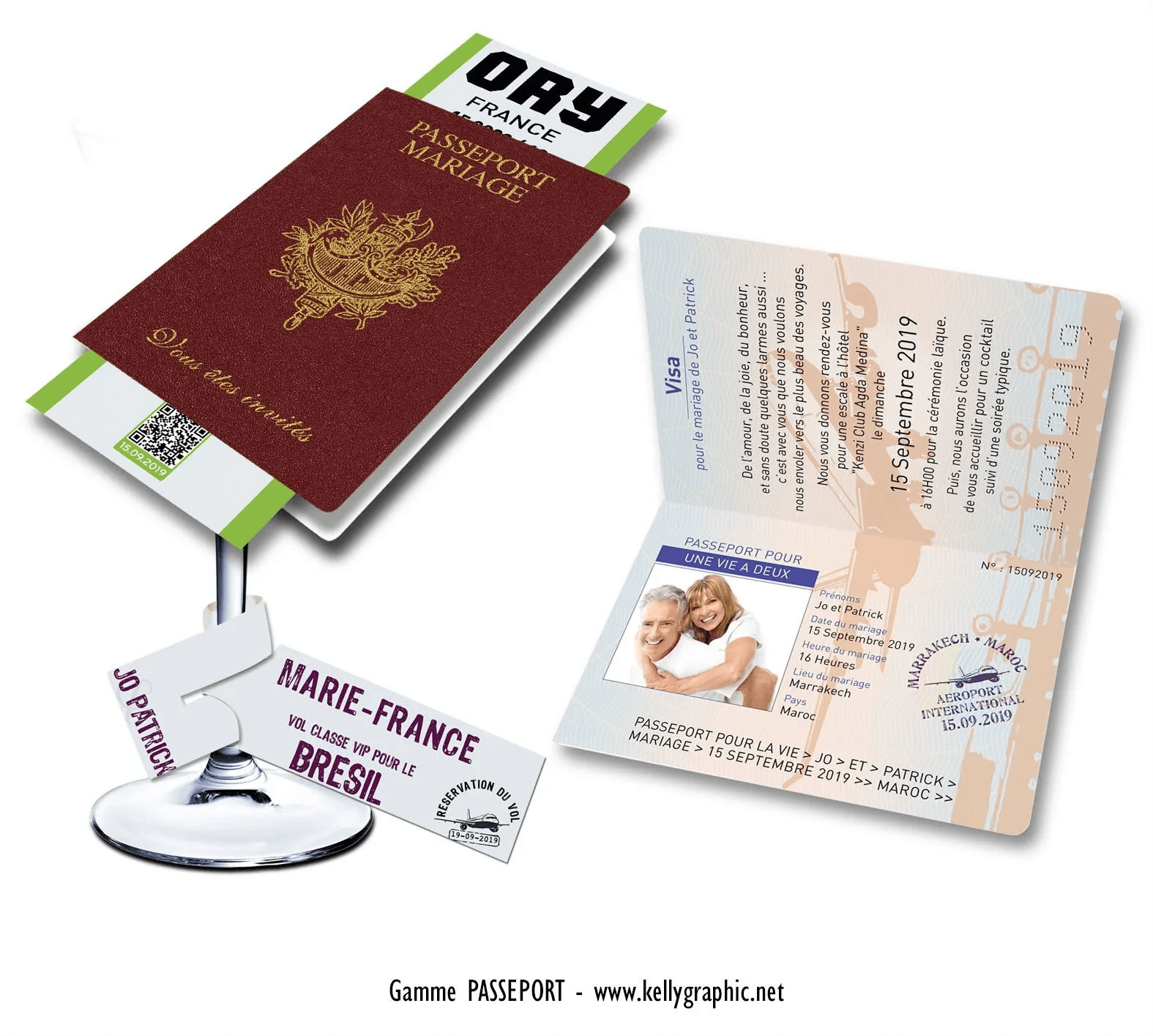 gamme Faire-part invitation mariage passeport français voyage avion original personnalisé kellygraphic gamme Faire-part invitation mariage passeport français voyage avion original personnalisé kellygraphic