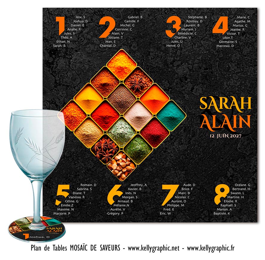plan de table mariage mosaïc saveur ardoise épices colorées monde pep's dynamique original réception plan de table mariage mosaïc saveur ardoise épices colorées monde pep's dynamique original réception