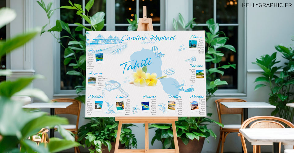 Plan de table mariage îles paradisiaques