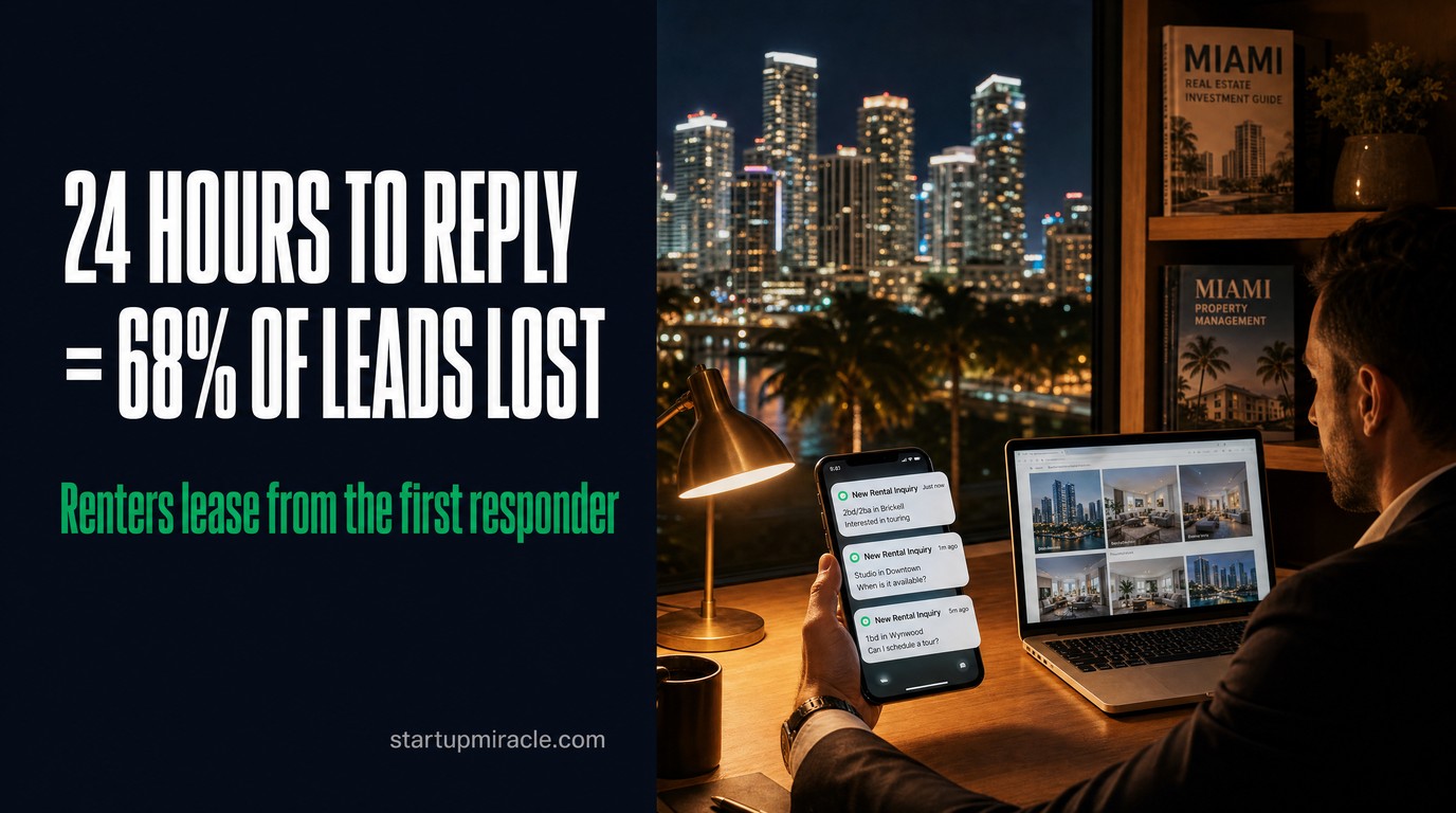 Miami Property Managers Take 24 Hours to Respond to Renters. That’s 68% of Leads Lost to the First Responder