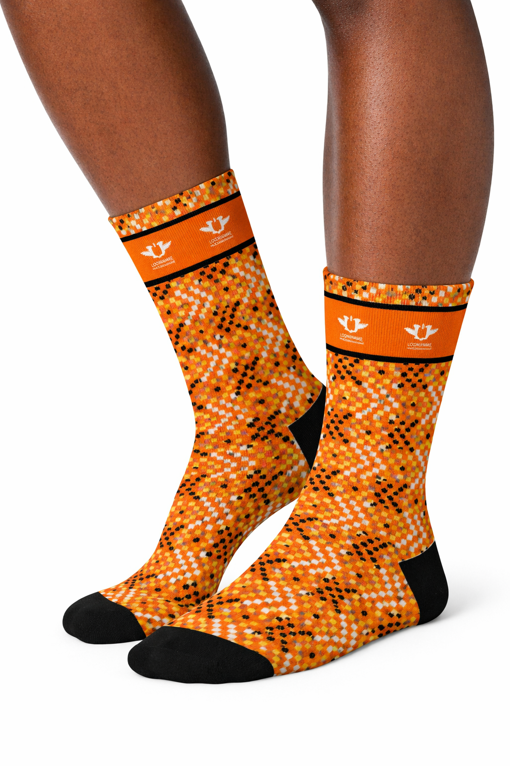 UJ CASUAL CREW SOCKS - DIAMOND PATTERN ORANGE (UK4-7) - default