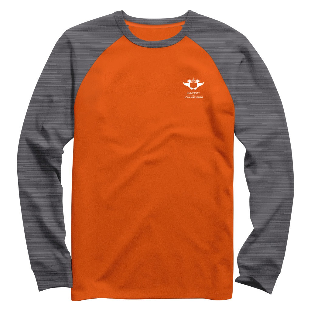 UJ RAGLAN LONG SLEEVE T-SHIRT UNISEX ORANGE/GREY - default