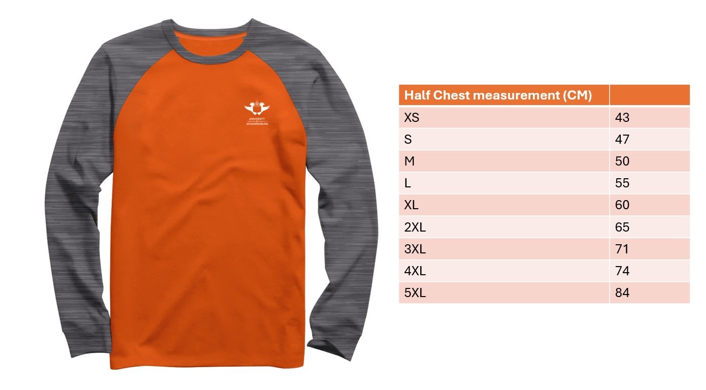 UJ RAGLAN LONG SLEEVE T-SHIRT UNISEX ORANGE/GREY - default