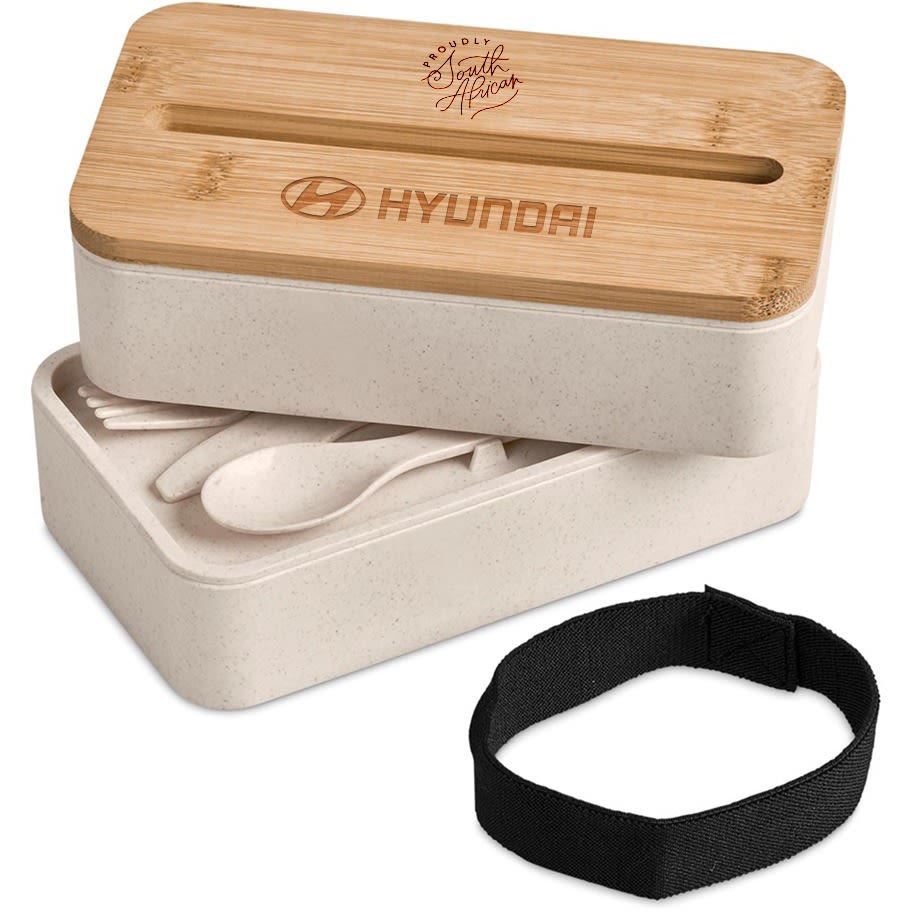 HYUNDAI OKIYO DURA WHEAT STRAW LUNCH BOX & PHONE STAND - default