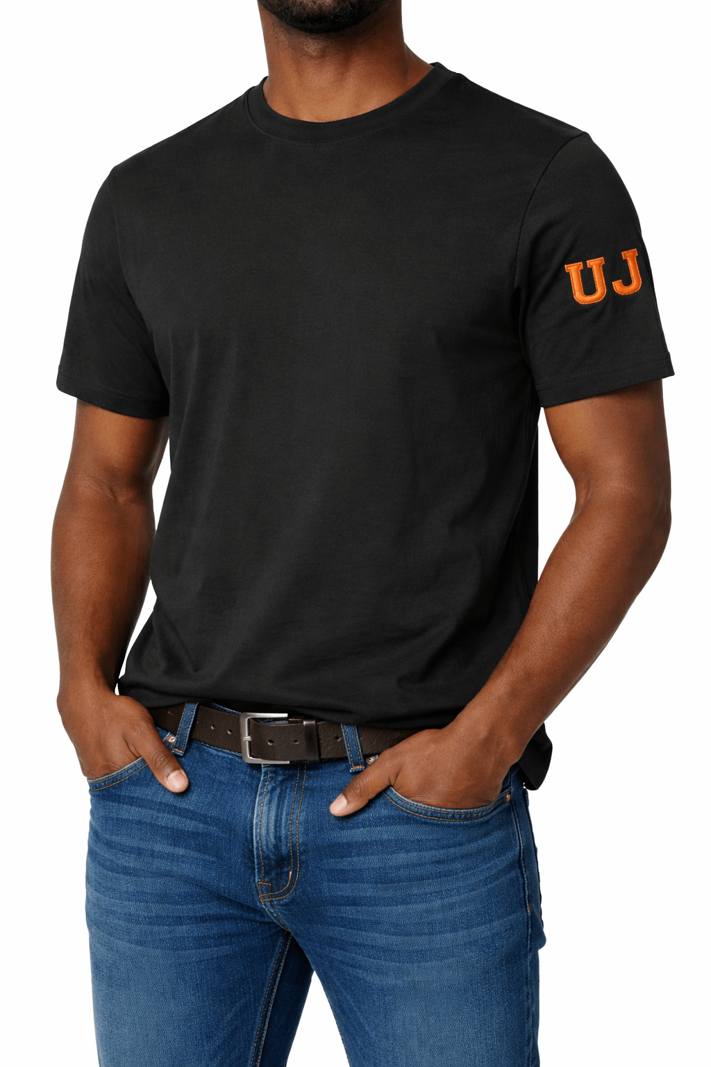UJ VARSITY LEFT SLEEVE UNISEX 180G T-SHIRT - BLACK - default