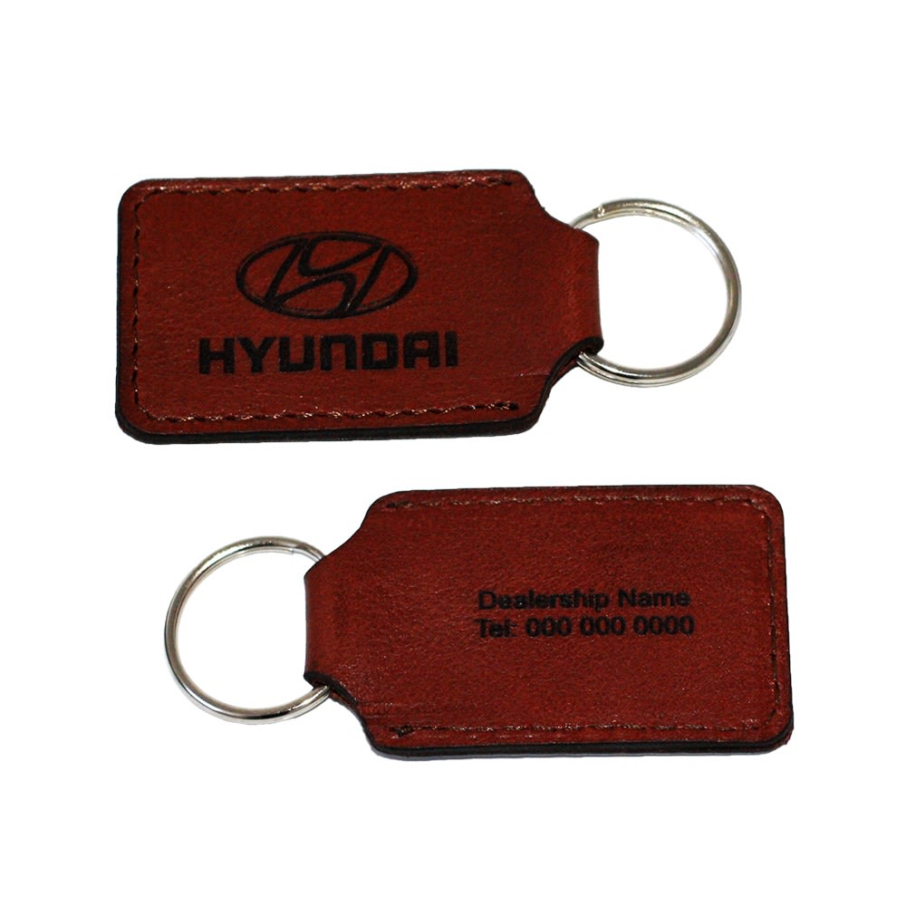 HYUNDAI SADDLE STICH CUSTOMISED LEATHER KEYRING TAN - default