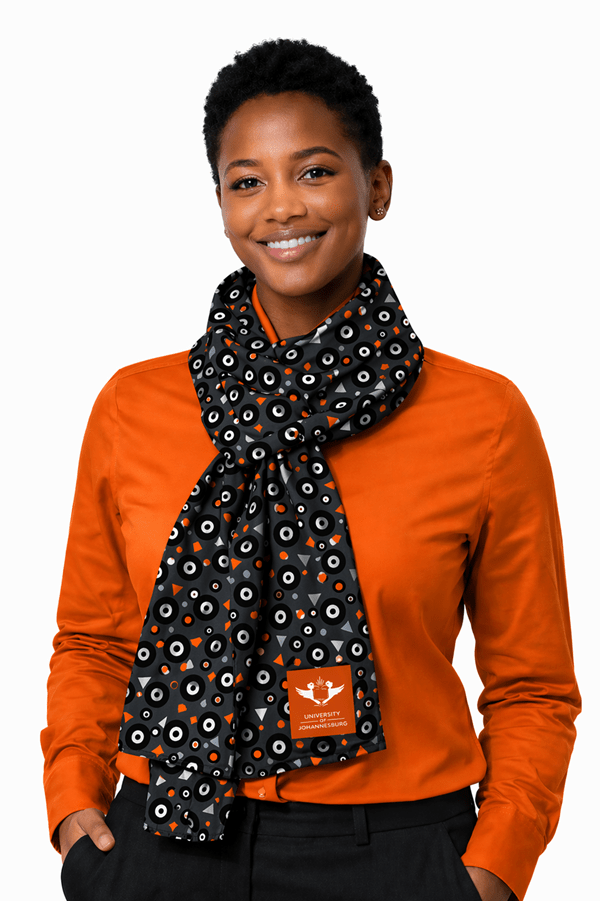 UJ CHIFFON SCARF 1500X350MM - SUN PATTERN - BLACK - default