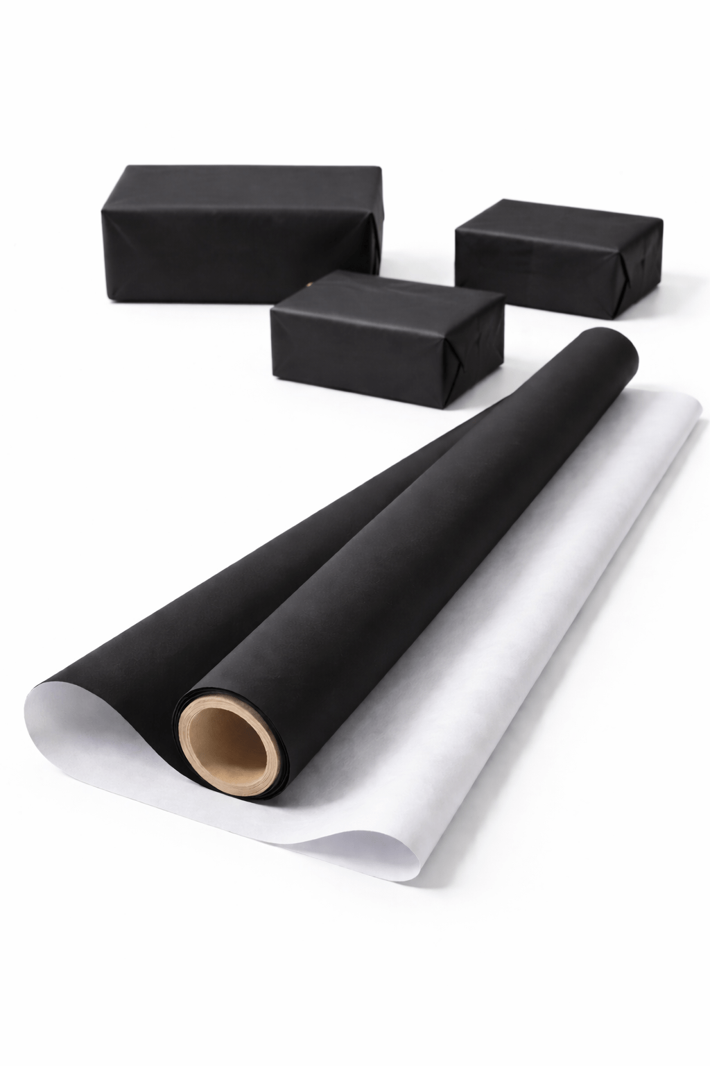500MM PLAIN BLACK 75GSM GIFT WRAP 5M ROLLS - default