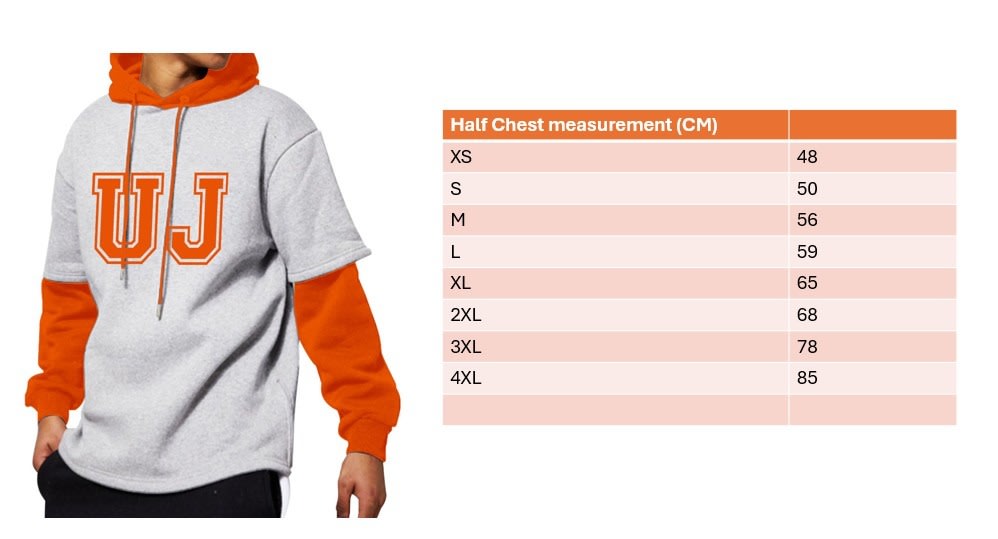 UJ OVERLAY HOODIE UNISEX GREY MELANGE/ORANGE - default