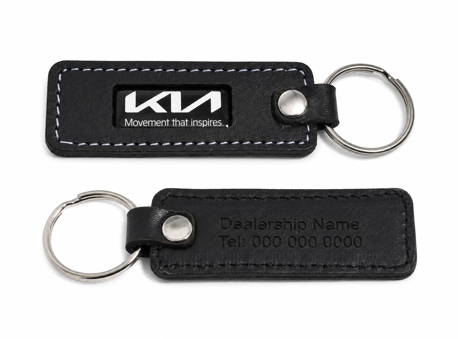 KIA JUMBO CUSTOM DOME STITCHED LEATHER KEYRING - default