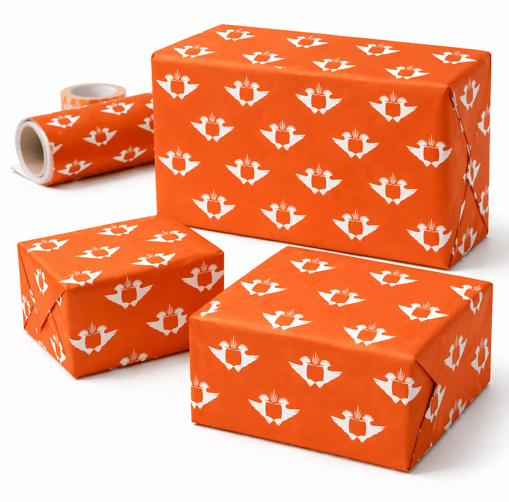 500MM UJ BIRDS ORANGE 75GSM GIFT WRAP 5M ROLLS - default