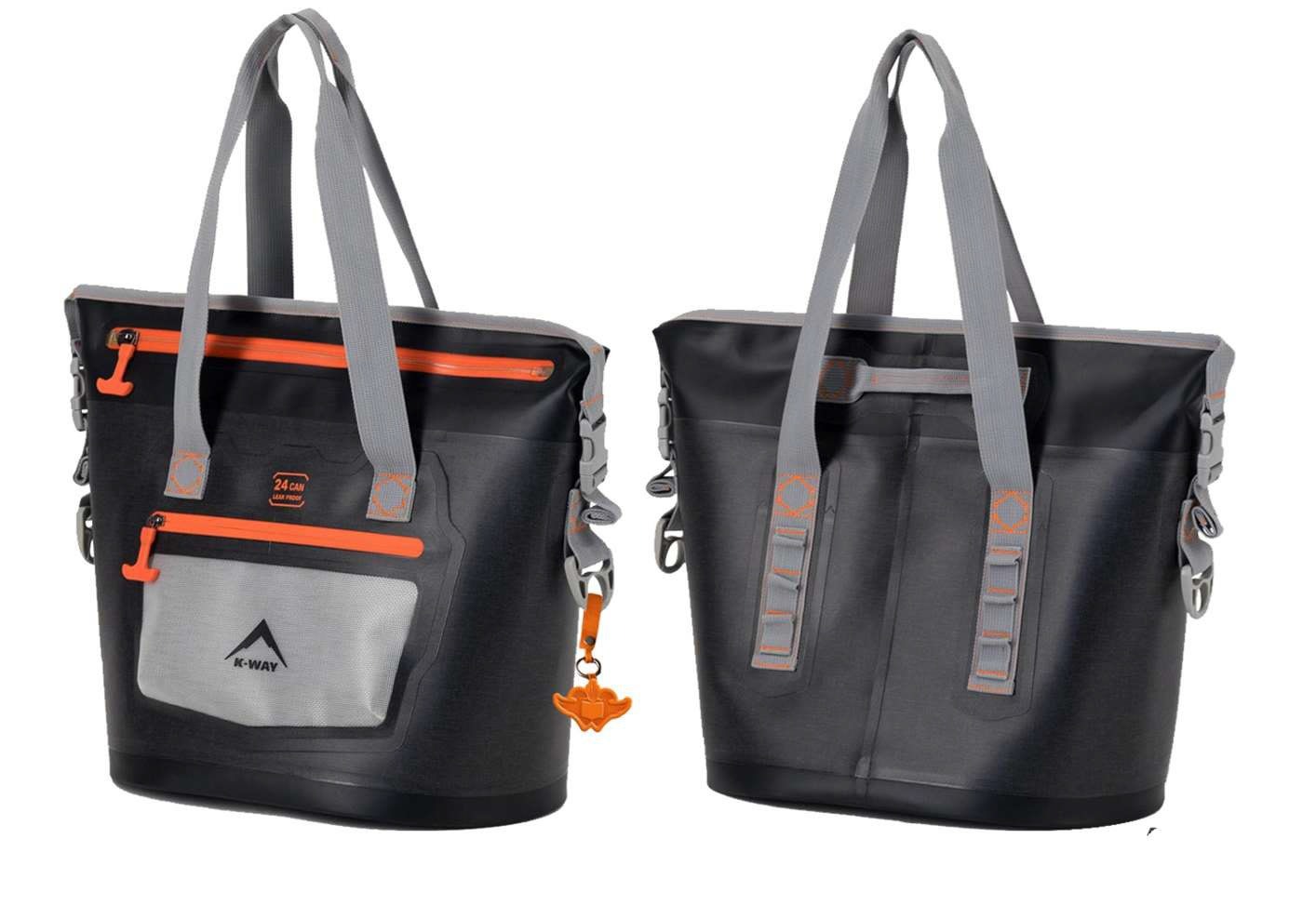 UJ K-WAY WELDED 24 CAN TOTE BAG BLACK WITH ORANGE ACCENTS - default