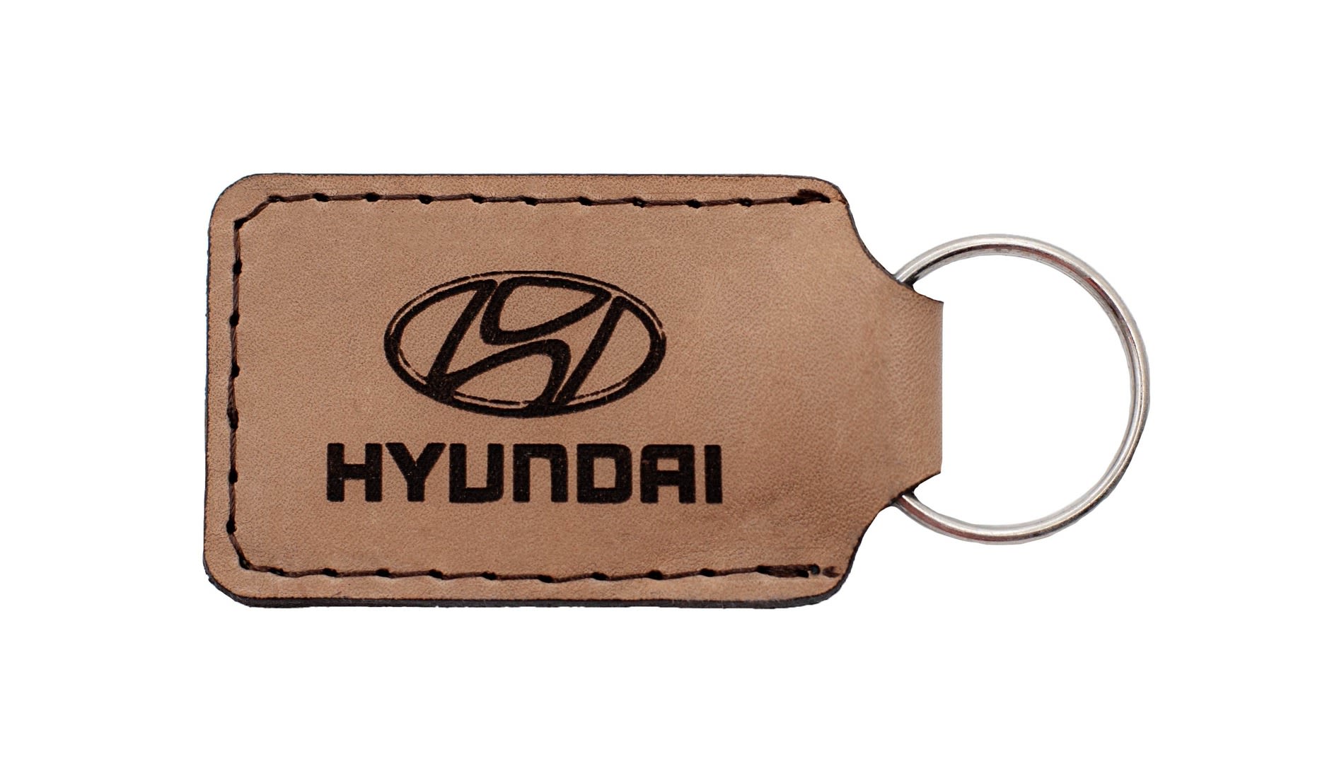 HYUNDAI SADDLE STICH CUSTOMISED LEATHER KEYRING MOQ 50 - default