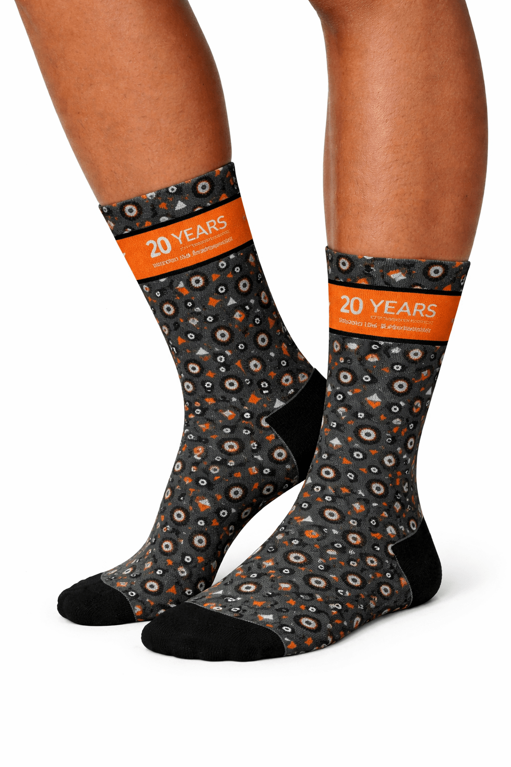 UJ@20 CASUAL CREW SOCKS - SUN PATTERN BLACK (UK4-7) - default