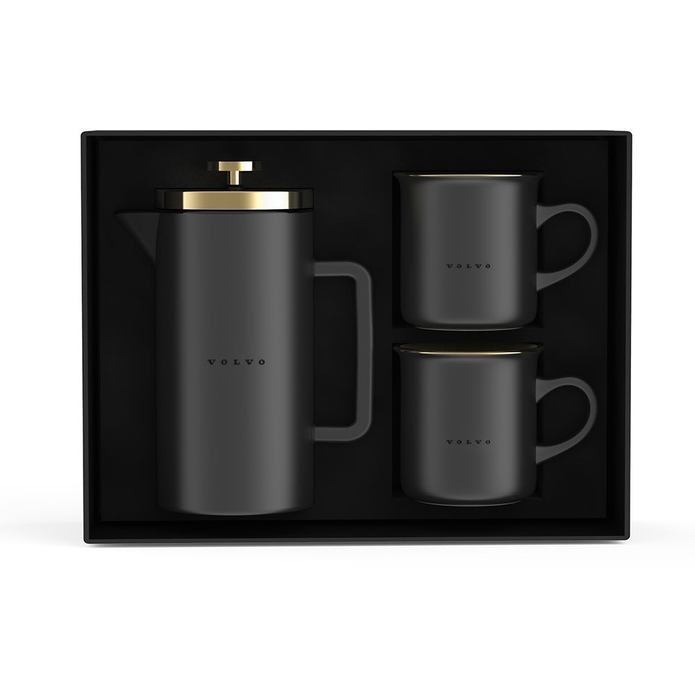 Volvo A/C Afrique Dusk Coffee Press & Mugs - Black