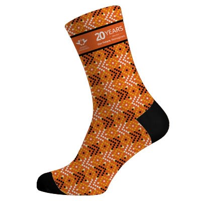 UJ@20 CASUAL CREW SOCKS - DIAMOND PATTERN ORANGE (UK8-13) - default