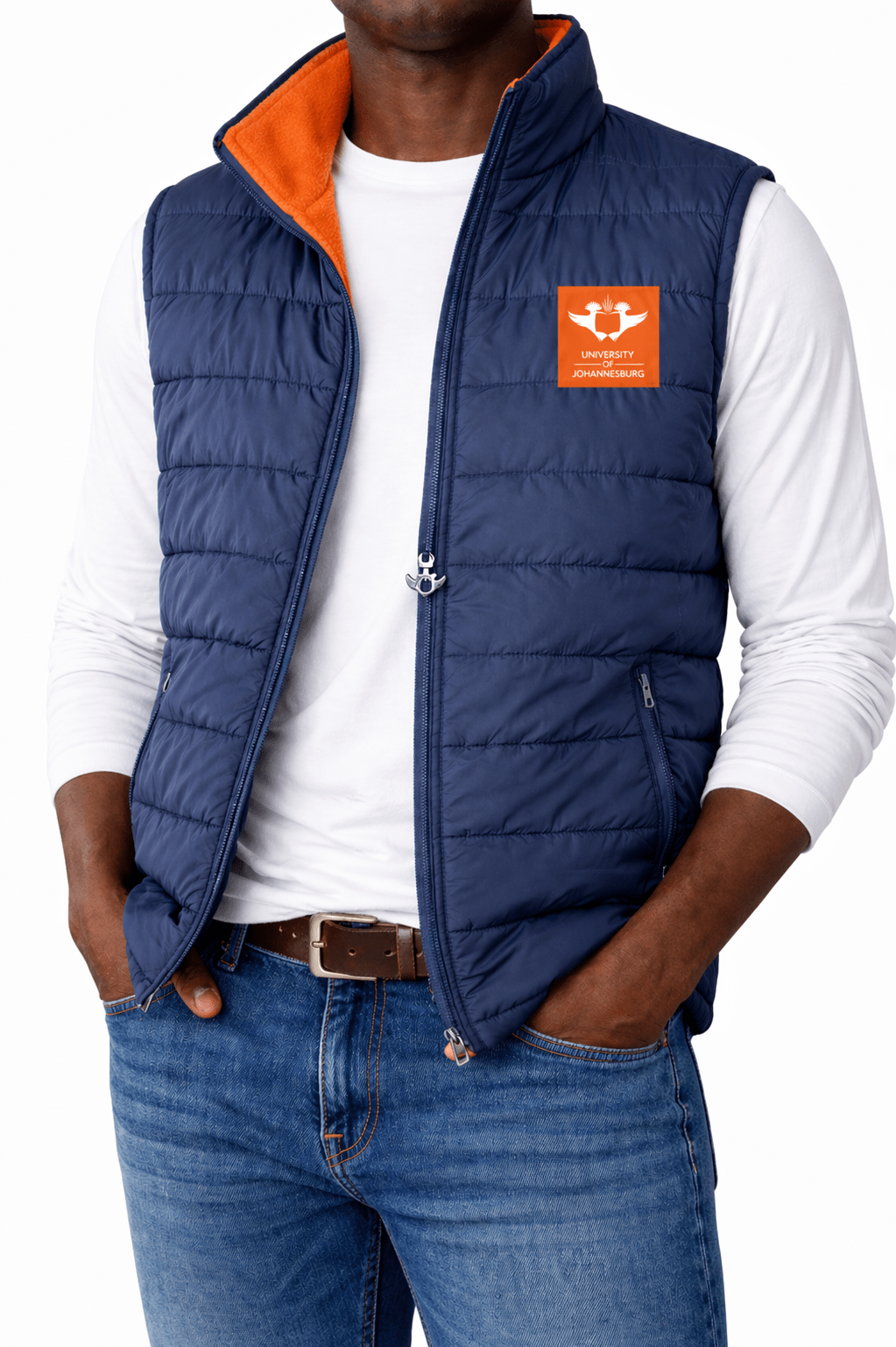 UJ UNISEX QUILTED FLEECE LINED BODYWARMER CHARCOAL/ORANGE - default