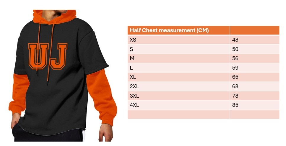 UJ OVERLAY HOODIE UNISEX BLACK/ORANGE - default