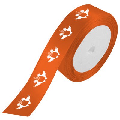 20MM UJ BIRDS ORANGE SATIN RIBBON - 5M ROLLS - default