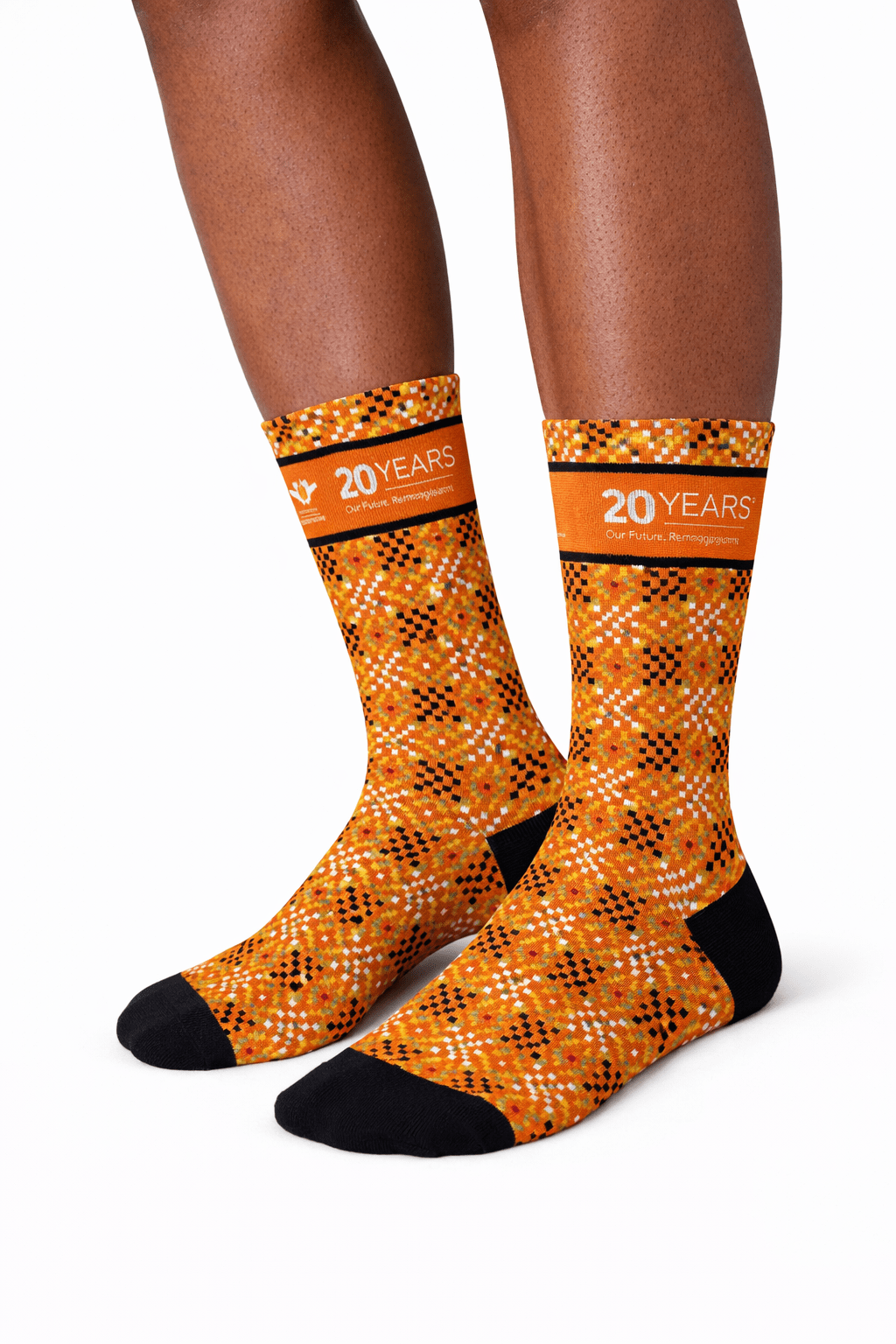 UJ@20 CASUAL CREW SOCKS - DIAMOND PATTERN ORANGE (UK8-13) - default