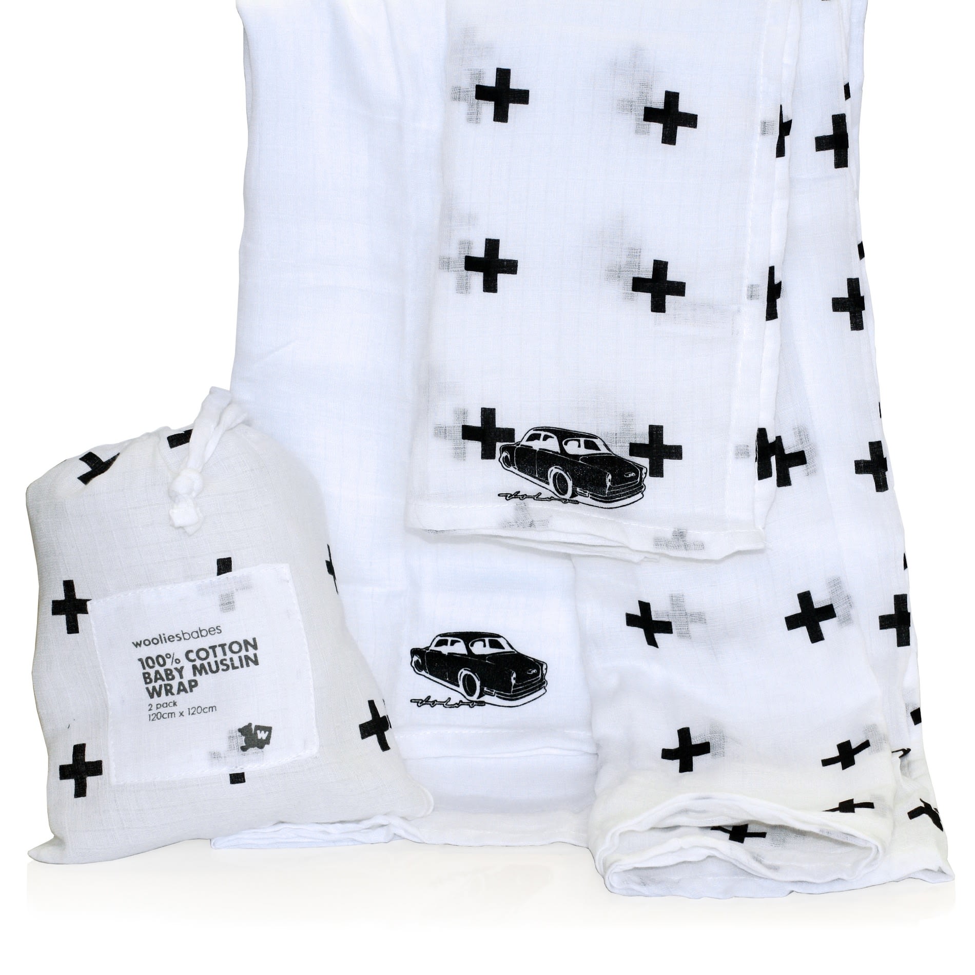 VOVLO CARS BABY MUSLIN BLANKETS (2'S) - default
