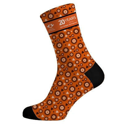 UJ@20 CASUAL CREW SOCKS - SUN PATTERN ORANGE (UK4-7) - default
