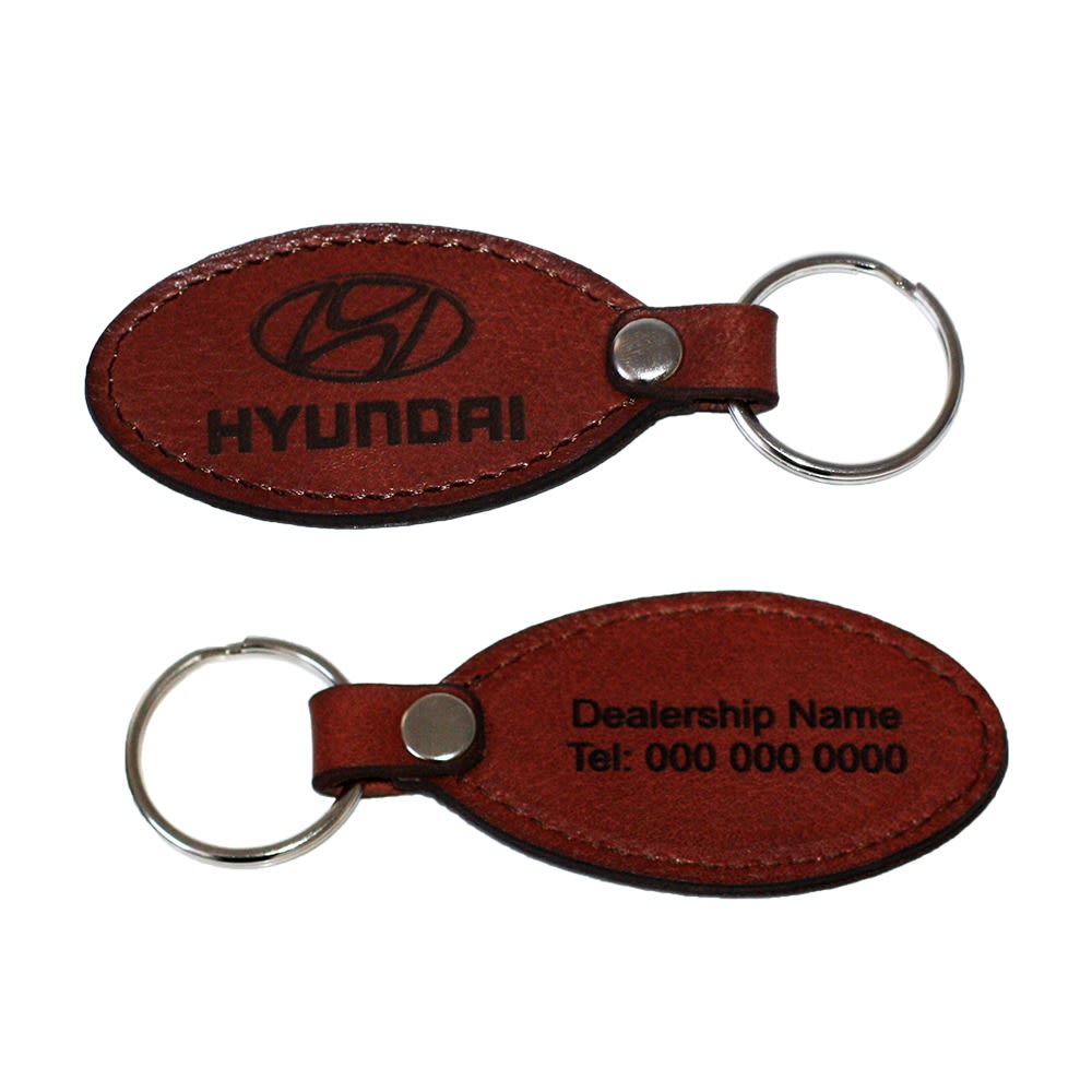 HYUNDAI OVAL CUSTOMISED LEATHER KEYRING 50 UNITS TAN - default