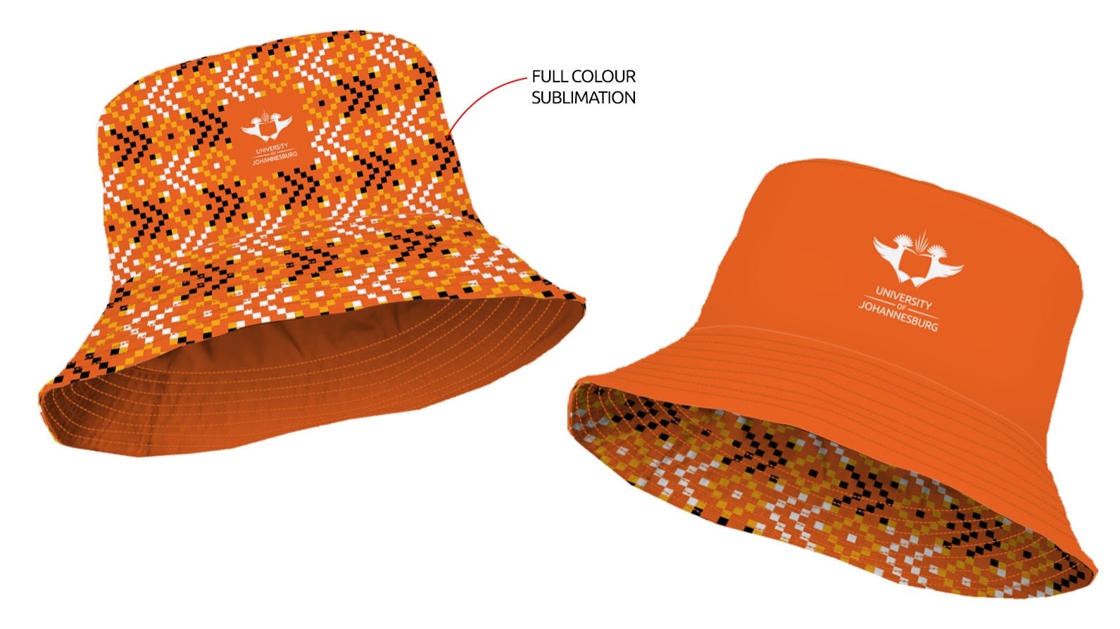 UJ DIAMOND PATTERN REVERSIBLE BUCKET HAT - ORANGE - default