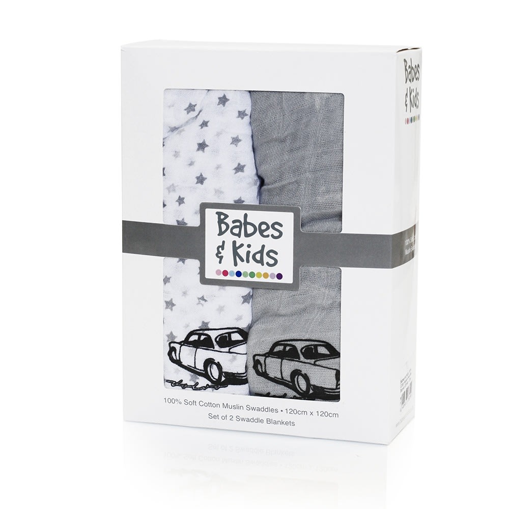VOVLO CARS BABY MUSLIN BLANKETS (2'S) - default