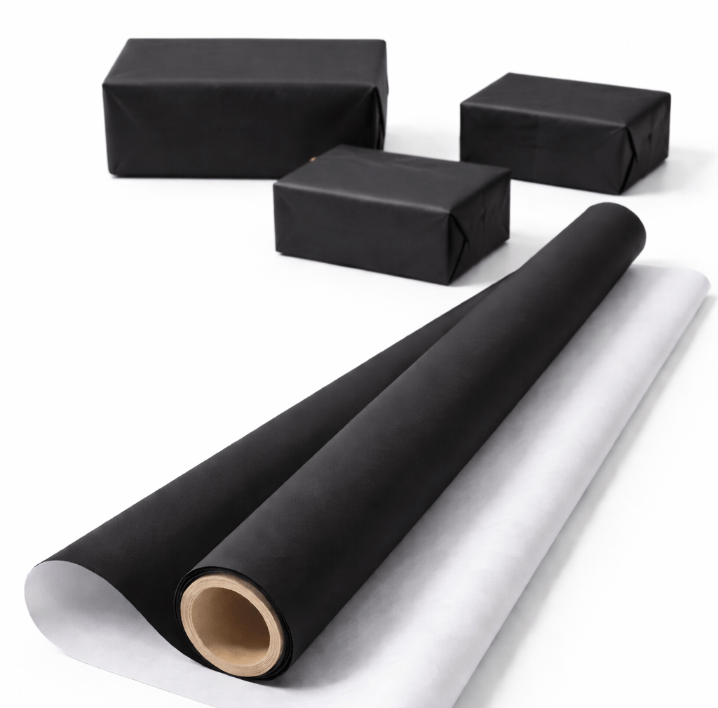 500MM PLAIN BLACK 75GSM GIFT WRAP 5M ROLLS - default