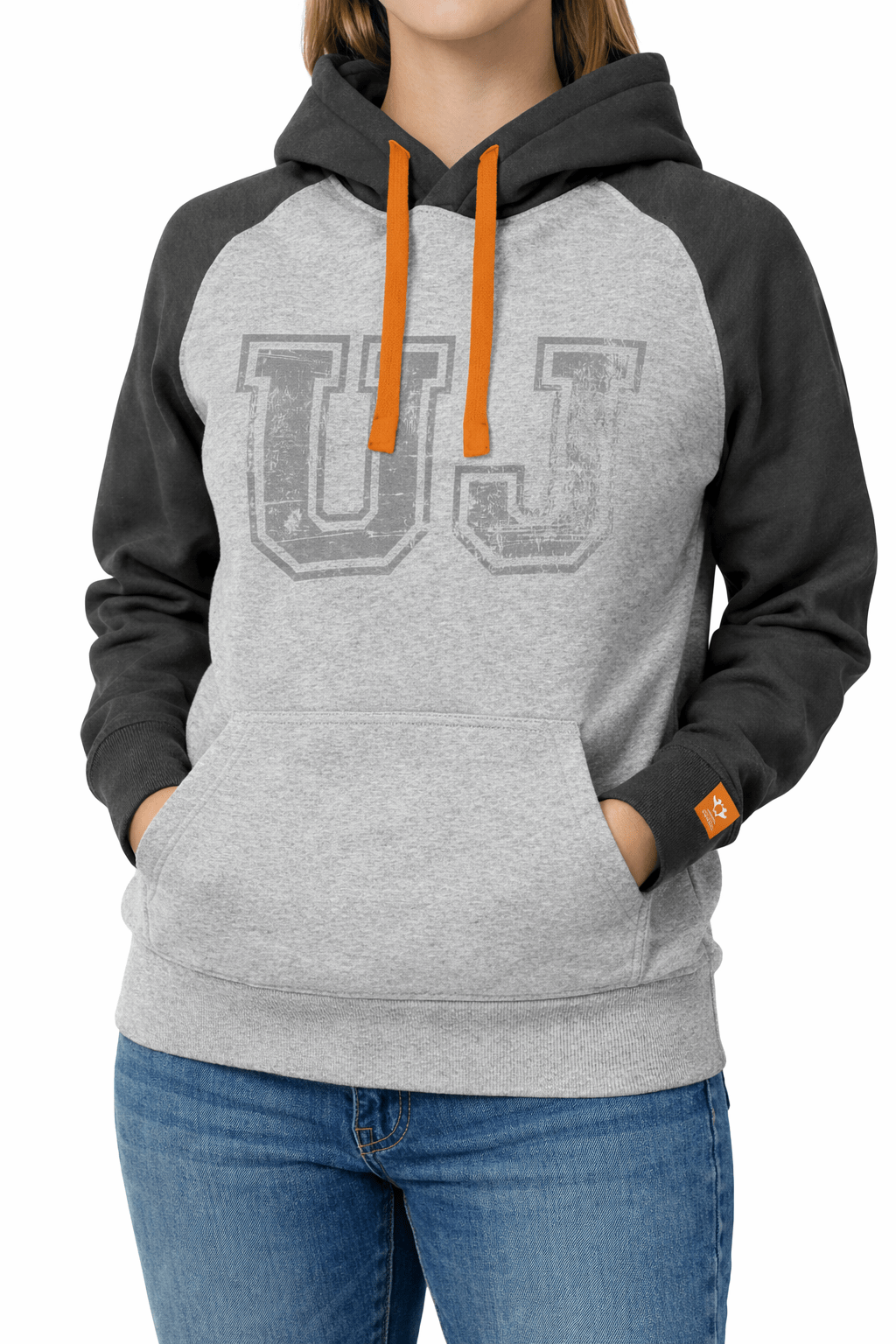 UJ RAGLAN HOODIE UNISEX LIGHT GREY / DARK GREY - default