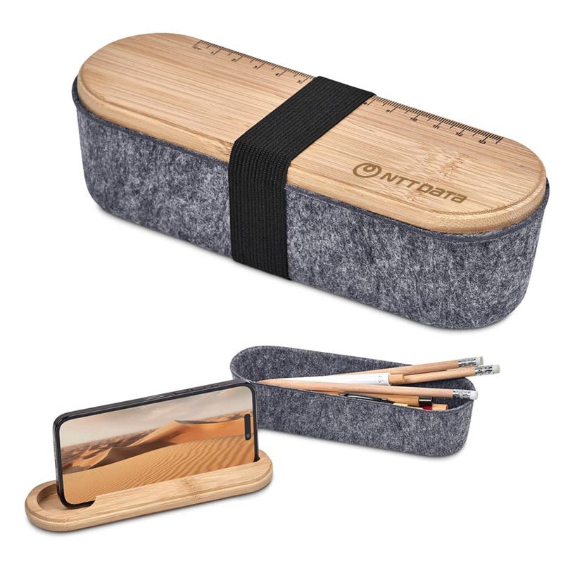 NTT RECYCLED PET FELT AND BAMBOO STATIONARY CASE GREY - default