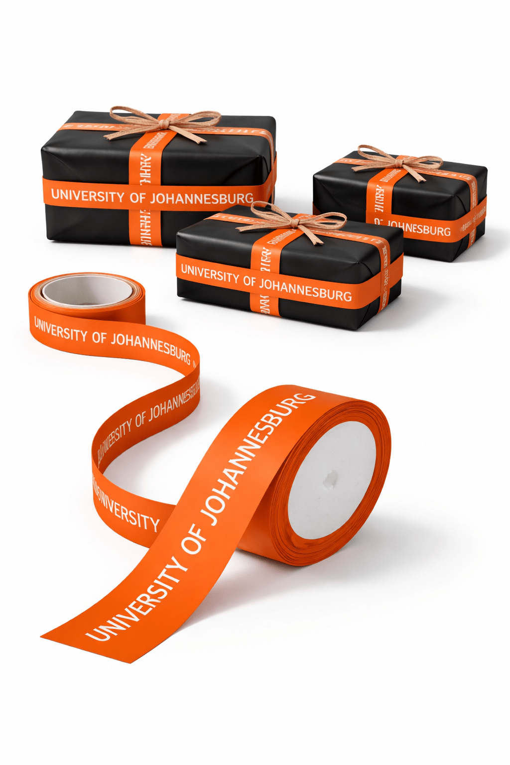 20MM UJ WORDMARK ORANGE SATIN RIBBON - 5M ROLLS - default