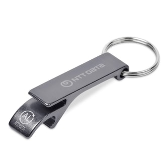 NTT ALUMINIUM BOTTLE OPENER KEYHOLDER GUN METAL