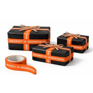 20MM UJ WORDMARK ORANGE SATIN RIBBON - 5M ROLLS