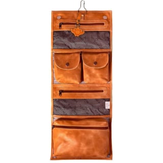 UJ ROLL UP TOILETRY BAG GENUINE LEATHER - LIGHT BROWN